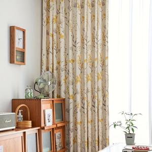 TEMU 1개 로드 포켓 옐로우 난초 꽃무늬 커튼 - 100% 폴리에스터 빛 차단 침실 & 거실용 창문 드레이프, 클래식 모던 홈 데코, 우아한 거실 커튼, 문 패널, 부드러운 질감 원단