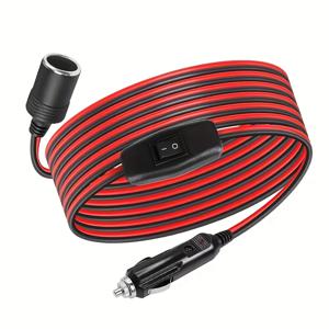 TEMU 연장 케이블, 12V-24V 수 플러그 - 암 소켓, 스위치 포함 16AWG 고강도 전선, 15A 퓨즈, 타이어 펌프, 에어 컴프레서, 전선, 케이블, 전원 코드용