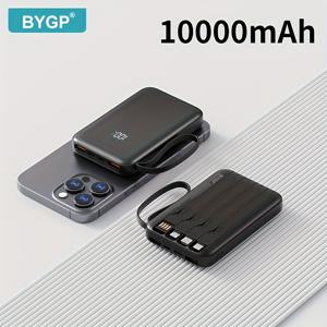 TEMU BYGP 새로운 휴대용 보조 배터리 (10000/20000mAh 용량), PD20W/22.5W 고속 충전, Type-C/USB/Micro 케이블 포함, 끈 디자인 및 LED 전원 표시 기능, 휴대폰 및 시계용 비상 백업 배터리 역할|백팩|보조배터리|C타입충전기