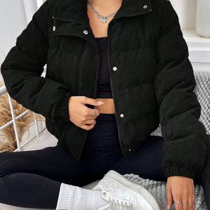 TEMU 지퍼 스냅 버튼 코듀로이 패딩 코트