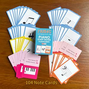 TEMU 104개 피아노 악보 이론 플래시카드 - 트레블 & 베이스 클레프, 음표 값, 다이내믹스 포함, 컬러 코딩 디자인, 내구성 강한 구리판지, 초보자 및 학생용, 피아노, 키보드, 바이올린, 음악 학습 도구, 정리된 학습 자료