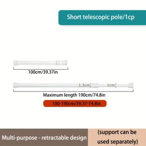 TEMU 샤워 커튼 및 옷장용 조절 가능, 드릴 불필요 텔레스코핑 로드 1개 - 튼튼한 멀티 사이즈 슬라이드 인 디자인, 최대 4.99kg까지 지탱 가능, 튼튼한 플라스틱 재질로 욕실 및 침실 보관에 적합, 후크리스 샤워 커튼 특징|커튼봉|샤워커튼