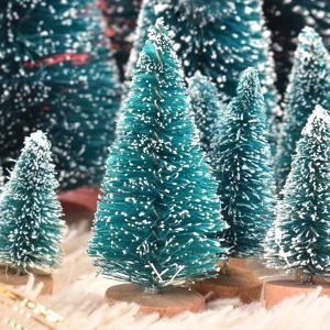 TEMU 24개 미니 인공 크리스마스 나무 - 플라스틱 눈 얼음 테이블 탑 파인 나무 겨울 휴일 장식용 - 조명 없음 전기 무료 미니어처 크리스마스 나무 세트 축제 디스플레이용