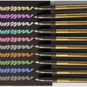 TEMU 10개 세트 금속 마커 펜, 혼합 색상, 중간 팁, 플라스틱 표면에 적합, 그림 그리기, 돌 공예, 카드 만들기, 스크랩북, DIY 사진 앨범에 사용 가능, 전문적인 예술용