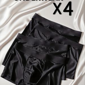 TEMU 남성용 아이스 섬유 드로즈 팬티 4매 세트 - 초경량, 통기성, 중간 정도 신축성의 단색 반바지, 캐주얼 웨어에 적합, 편안한 디자인, 부드러운 원단, 4가지 색상 (네이비 블루/라이트 블루/그레이/블루)으로 제공