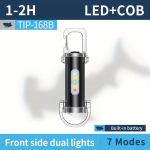 TEMU 1개 스마일 상어 초고휘도 충전식 손전등 (USB-C 고속 충전), 7가지 모드 (LED+COB 듀얼 라이트) & 7가지 모드 토치 - 180 루멘 고휘도 LED, 하이킹, 비상 - Type-c 충전, 낚시 & 하이킹에 적합, 낚시 장비, LED+COB 듀얼 라이트, USB-C 고속 충전