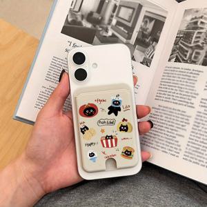 TEMU 카툰 토마토 패턴 강력 자석 카드 홀더, 소프트 터치감, 스타일리시하고 내구성 있는 PC 소재. 삼성 및 아이폰 등 자석 폰/케이스 호환 가능. 은행카드, 신용카드, 멤버십 카드 1~4장 수납