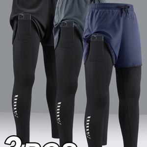 TEMU 3개입 남성용 포켓 워크아웃 반바지, 피트니스 고스트레치 압박 팬츠|반바지|남자반바지|여름바지