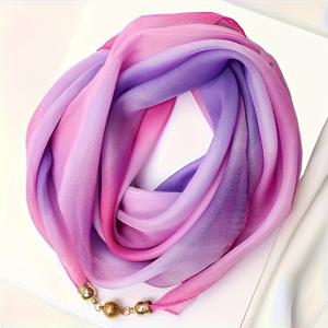 TEMU 여성용 그라데이션 프린트 스카프 - 가벼운 폴리에스터, 다기능 목 & 머리랩, 부드러운 파스텔 블루·핑크·옐로우·오렌지색, 따뜻한 겨울철 사계절룩, 해변&일상패션에 어울림, 손세탁 가능한 고급형 정사각형 스카프, 겨울액세서리, 보호시크, 내구성 있는 소재, 스타일리쉬 래프, 보호애호가 및 아웃도어 매니아를 위한