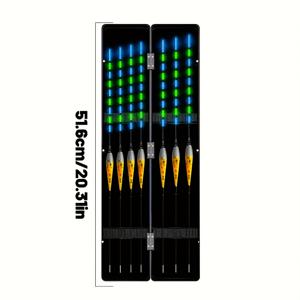 TEMU 7개 블루 & 그린 야광 플로트 세트 - 박스 포함, 카프/송어/배스 낚시용 전자 보이버, 내구성 ABS 플로트 케이스, 고가시성 부유 베이트 (배터리 미포함)