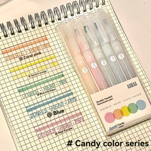 TEMU 5-팩 듀얼팁, 투톤 하이라이터 - 2-in-1 형광펜 (각진 끝) / 이중용도 마커: 일상적인 표시와 드로잉에 최적화된 수정성 플라스틱 소재. 학생용품 & 선물로 적합한 공부도구/필수품; 오래가는 잉크, 매끄러운 흐름