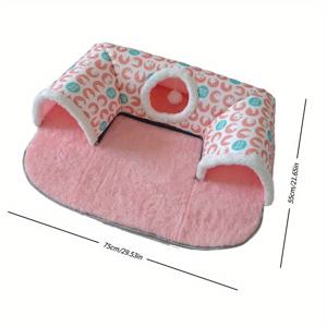 TEMU 펫 터널 침대, 실내용 고양이와 토끼를 위한 플러시 튜브형 터널베드, 탈부착식 매트가 포함된 소형동물과 고양이 전용