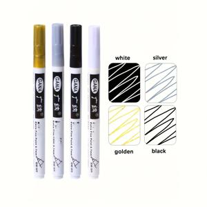 TEMU 4개 울트라 파인 0.7mm 마커 펜 - 골드, 실버리, 화이트 & 블랙 - 방수, 비투명, 금속, 나무, 유리 및 인사말 카드에 적합 | DIY 공예, 라벨 만들기, 미세한 필기 도구, 공예 재료, 세련된 펜 디자인, 내구성 있는 펜 구조, 학교 용품, 문구류/종이, 펜, 학교용 펜, 학교 문구