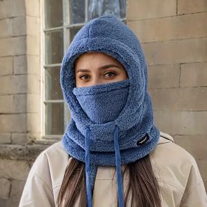 TEMU 여성용 겨울 방풍 보온 귀마개 & 스카프 포함 스트레치 핏 비니, 통기성 아웃도어 스키/날씨용, 사이즈 조절 가능 (설날 추천)
