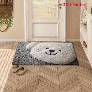 TEMU 귀여운 흰곰 패턴 미끄럼방지 욕실 매트 1개, 부드럽고 편안한 장식용 도어매트 – 실내/실외 사용 가능, 현관, 방, 주방, 세탁실에 완벽한 필수 홈 액세서리 & 크리스마스 선물|발매트