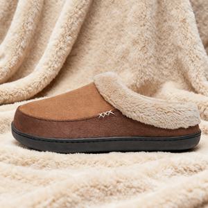 TEMU 남성용 가을 겨울 실내화 - 따뜻하고 부드러운 자수, 편안한 플랫 밑창, 라운드 토, 사계절용 홈 슬리퍼 (커플 스타일 제공)
