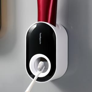 TEMU 검정색 및 흰색 자동 치약 디스펜서, 벽걸이형 치약 스퀴저, 치약 홀더, 욕실 자동 치약 디스펜서 (검정색 1개)