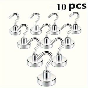 TEMU 10/20개 자석 후크 세트 - 크루즈, 바베큐, 주방, 욕실, 캠핑, 냉장고 및 차고 벽에 이상적 - 캐주얼 스타일 벽걸이, 문 뒤, 냉장고 뒤, 욕실에서 다용도로 사용 가능|냉장고|캠핑냉장고