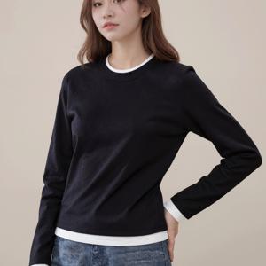 TEMU 투피스 긴팔 티셔츠 / 레이어드 티셔츠 스타일 / 여성용 가을/겨울 슬림핏 탑 / 여성 컬러 블로킹 베이스 셔츠 / 홈 레저 / 사계절 필수 탑 / 출퇴근, 모임, 캐주얼한 날에 적합