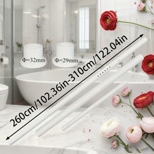 TEMU 1개 FEPK 무드릴 텐션 샤워 커튼 로드, 헤비듀티 조절 가능 텔레스코픽 리트랙터블 욕실 로드 (화이트/블랙 엔드 캡 포함), 간편 설치 확장형 폴, 욕조, 문, 창문, 옷장용 - 금속 (도구 불필요)|샤워커튼