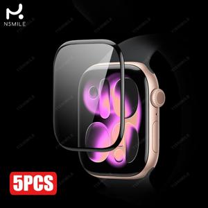 TEMU 애플 워치 시리즈 4 9 SE SE2 SE3 40/41/42/44/45/46mm 호환 커브드 스크린 보호필름 5개 세트, 광택 마감, HD 투명, 스크래치 방지, 지문 방지, 기포 없는 설치