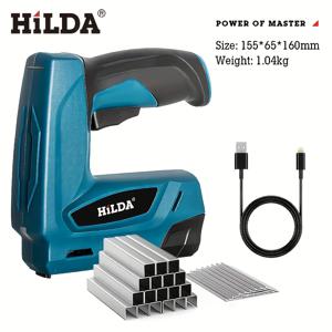 TEMU HILDA 블루 무선 네일 건 (충전 케이블 포함) - 목공 및 집수리용 고강도 구조, 충전식 배터리, 36V