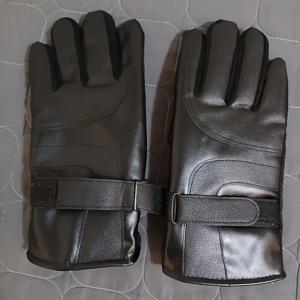 TEMU 2개 세트 남성용 방한 터치스크린 겨울 장갑 - 스마트폰 호환 가죽 모터사이클 & 아웃도어 추위 방지 장갑, 스마트폰 호환 겨울 의류 (블랙)