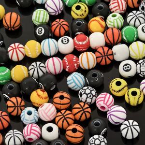 TEMU 81개 8mm 아크릴 스포츠 볼 비즈, 농구, 축구, 미식축구, 테니스, 배구 디자인, 다기능 스페이서 비즈, 주얼리 만들기, DIY 주얼리 크래프팅 - 겨울 우정 팔찌, 목걸이, 귀걸이 및 공예에 적합. 무한한 디자인 가능성을 가진 주얼리 키트, 장식용 비즈