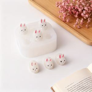 TEMU 1개 미니 수제 실리콘 토끼 몰드 - DIY 레진/캔더 왁스/석고 몰드, 토끼 모양 피규어, 키링, 참, 장식용
