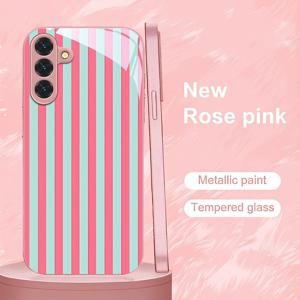 TEMU 핑크 & 라이트 블루 패턴 폰 케이스, 삼성 갤럭시 S9+/S10/S20+/S20 울트라/S21 5G/S21+/S22/S23 플러스/S24 플러스/S25/S25 엣지/노트 9/노트 10/노트 10+/노트 20/노트 20 울트라 호환, 낙하 방지 강화 유리 보호 케이스|S21케이스