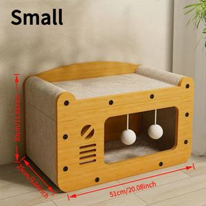 TEMU 투인원 네스트 실내 고양이 하우스 스크래치 보드 포함, 튼튼한 구조로 휴식과 놀이에 적합 | 소파 및 가구 보호 - 쉬운 조립 다층 디자인 해먹, 아늑한 반려동물 공간, 스크래치 방지 소재, 다중 고양이 가정, 반려동물 애호가용