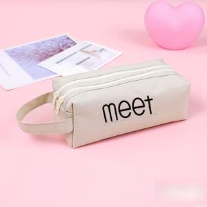 TEMU 맞춤형 이름 자수, 나만의 독특한 이름 디자인, 새로운 이중 레이어 대용량 펜 가방 심플 귀여운 문구 상자 미니 고급 펜 케이스