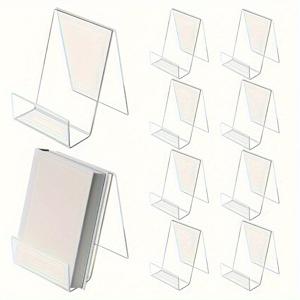 TEMU 10개 투명 PMMA 아크릴 북엔드 - 내구성 강한 투명 책꽂이, 책, 노트북, 잡지용 - 홈, 오피스, 도서관 장식용 내구성 디스플레이 랙 - 투명 책꽂이|책꽂이|책장