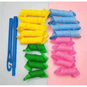 TEMU 18pcs Magic Spiral Hair Curlers 긴 & 짧은 머리를위한 Heatless Curls 세트 여성 및 소녀를위한 DIY 헤어 스타일 도구 No Heat Hair Rollers Perm Kit