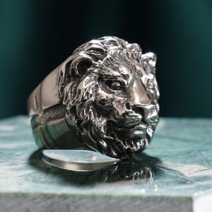 TEMU 새로운 모델 이글 라이온 헤드 스테인리스 스틸 반지, 유럽 및 미국 스타일의 레트로 스테인리스 스틸 손가락 액세서리
