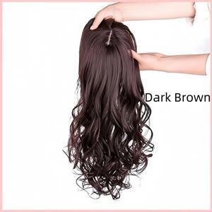 TEMU 여성을 위한 웨이브 롱 컬리 합성 헤어피스, 3D 탑 헤어 익스텐션, 가볍고 통기성이 좋으며 자연스러운 느낌.