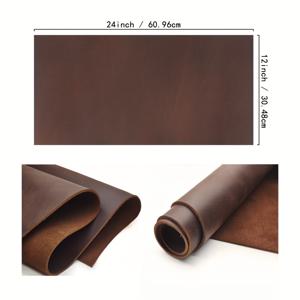 TEMU 천연 상단 레이어 소가죽으로 제작된 딥 브라운 풀 그레인 크레이지 호스 가죽 조각. 책 커버, 지갑, 신발, 모자, 벨트 등 다양한 가죽 용품 제작에 적합합니다. - 두께 1.8-2.1mm