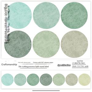 TEMU 2미터 롤 대형 폴카 도트 와시 테이프, 컬러풀 베이직 도트 디자인 PET 백킹, 스크랩북, 저널용 다이컷 그라데이션 종이 테이프