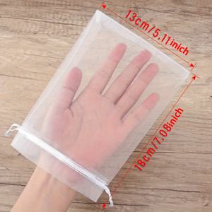 TEMU 50개의 화이트 메쉬 끈 가방, 5x7인치, 결혼 선물용 투명 네트 백, 보석 포장, 휴일 간식, 화장품, 사탕 - 리본이 있는 다용도 선물 가방 (끈 포함) - 다양한 행사에 적합 - 크리스마스, 할로윈에 완벽!