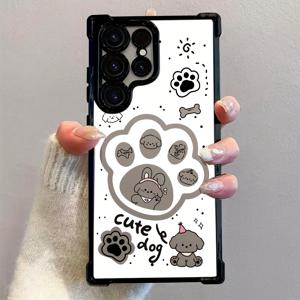 TEMU 귀여운 강아지 발자국 패턴 갤럭시 S25 S24 S23 S22 S21 FE 울트라 플러스 4G 5G 모바일 폰 케이스, 낙하 방지 투명 소프트 백 커버