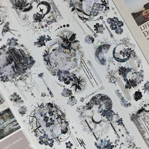 TEMU 고품질 플래너 와시 테이프, 아름다운 고대 스타일 배경, 조개 빛 공예, PET 소재, 6.5cm X 100cm로 제작되었습니다.