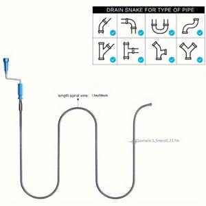 TEMU 텔레스코픽 스틸 배수구 청소기 - 수동 스네이크, 확장/수축 가능한 로드, 가정용 싱크대, 샤워기, 변기용 고강도 막힘 제거기 - 배터리 불필요