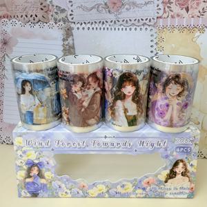 TEMU 다이컷 캐릭터 와시 테이프 스티커 세트, 스크랩북 및 저널 장식용 미리 컷팅된 PET, 저널링, 플래너, 휴대폰 케이스 및 조경용 공예 용품