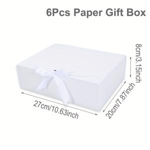 TEMU 6개입, 우아한 화이트 크래프트 선물 상자 (리본 포함), 웨딩 브라이덜 샤워 파티 장식, 생일 파티 용품, 메리 크리스마스 파티 장식, 해피 할로윈 파티 선물 장식, 이벤트 파티 박스 팩