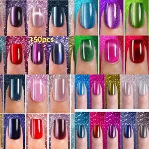 TEMU 90개/150개 랜덤 혼합 컬러 젤 캣아이 프레스온 네일 - 숏 스퀘어 - 90/150개 소프트 인조네일, 글리터 캣아이 네일 스티커, 여성용 네일, 3-in-1 젤 네일 스티커, 15가지 사이즈