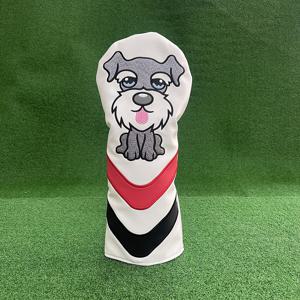 TEMU 귀여운 강아지 얼굴 골프 클럽 헤드 커버, 매직 테이프 클로저 - 스크래치 방지 그레이/화이트/레드 장식, 퍼터, 드라이버, 아이언용 - 골퍼를 위한 귀여운 강아지 디자인, 대부분의 클럽과 호환 가능