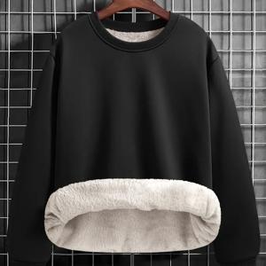 TEMU 여성용 부드럽고 따뜻한 기모 안감 라운드넥 스웨터 - 올 시즌 캐주얼 풀오버, 플러시 칼라, 단색, 세탁기 및 손세탁 가능, 긴소매 겨울 스웨터, 귀여운 스웨터