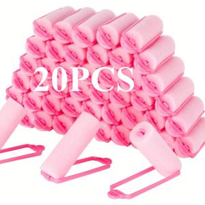 TEMU 20개입 핑크 스펀지 헤어 컬러 | 부드럽고 인체공학적, 열 없음, 자연스러운 컬링, 쌓을 수 있음, 매끄러운 질감, 수면 및 아침 스타일에 이상적, 열 손상 없음, 뷰티 매니아