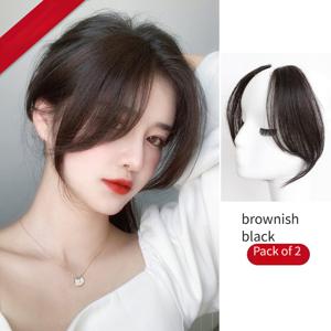TEMU 2개입 여성용 왼쪽/오른쪽 앞머리 헤어 익스텐션 | 간편한 클립온, 매끄러운 통합과 빠른 스타일링 변화를 통해 우아한 헤어스타일을 연출, 야키 , 프로틴 필라멘트.