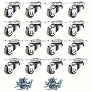 TEMU 8/16개 미니 고무/나일론 캐스터, 0.5인치 로우프로필 자체 접착식 바퀴와 스틸 플레이트 - 소형 가전제품, 가구, 장난감 자동차, 수납함 및 쓰레기통에 이상적 - 설치 나사 포함, 미니 캐스터 바퀴
